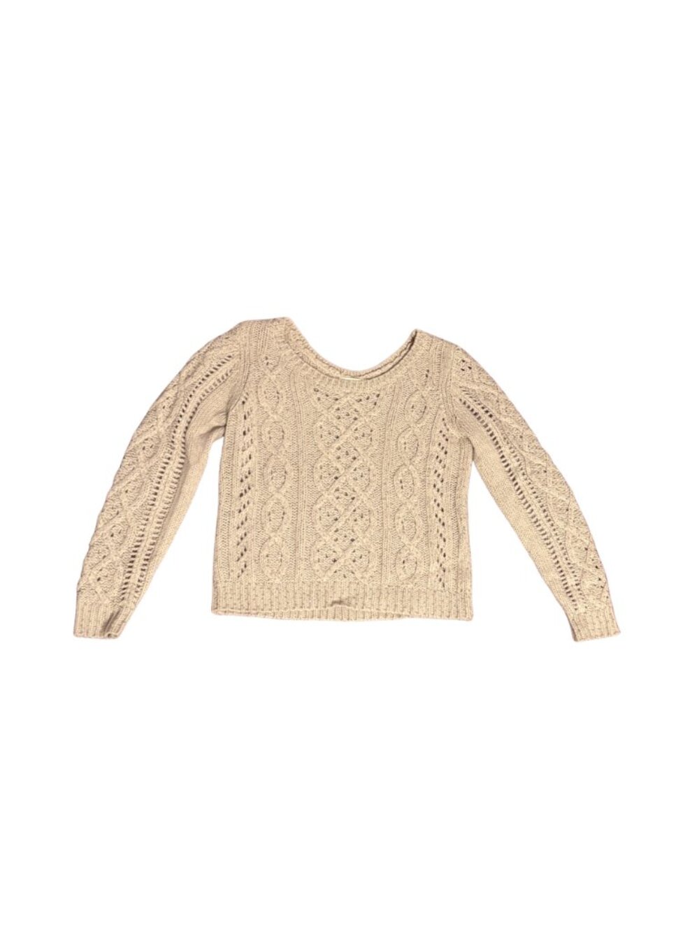 Rex & Co Beige Sequin Knit Sweater Top Loose Fit Size Large Wool Blend